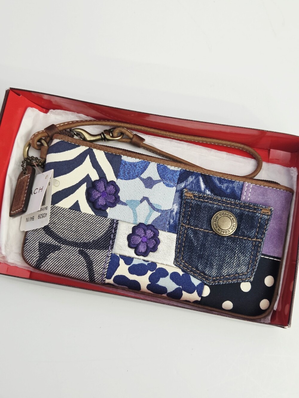 NWT VINTAGE COACH Y2K PATCHWORK WRISTLET BAG INDIGO 40529